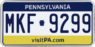 PA license plate MKF9299