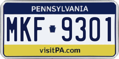 PA license plate MKF9301