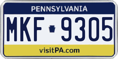 PA license plate MKF9305