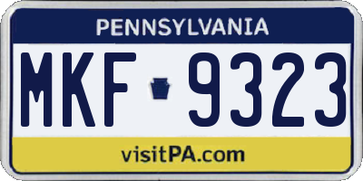 PA license plate MKF9323