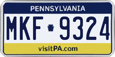 PA license plate MKF9324