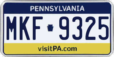 PA license plate MKF9325