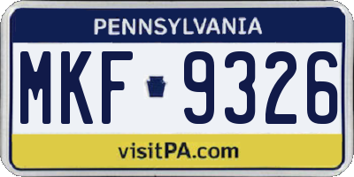 PA license plate MKF9326
