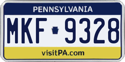 PA license plate MKF9328