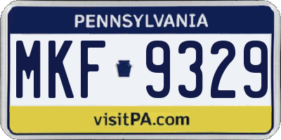 PA license plate MKF9329