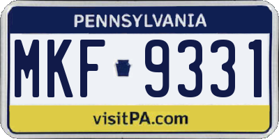 PA license plate MKF9331