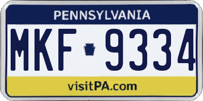 PA license plate MKF9334
