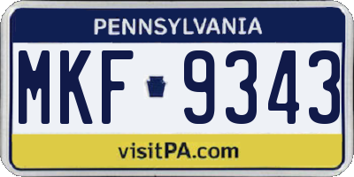 PA license plate MKF9343