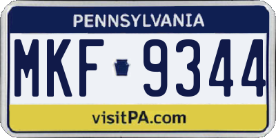 PA license plate MKF9344