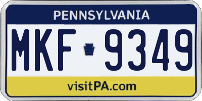 PA license plate MKF9349