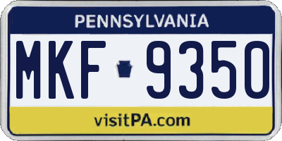 PA license plate MKF9350