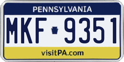 PA license plate MKF9351