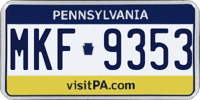 PA license plate MKF9353