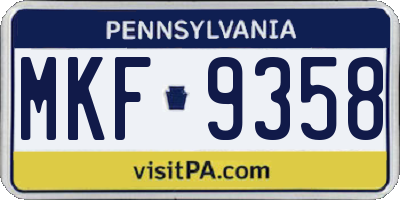PA license plate MKF9358