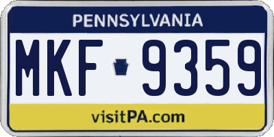 PA license plate MKF9359