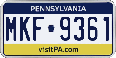 PA license plate MKF9361