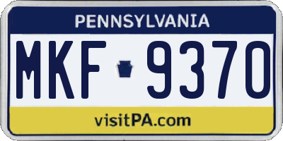 PA license plate MKF9370