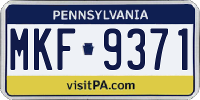 PA license plate MKF9371