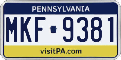 PA license plate MKF9381