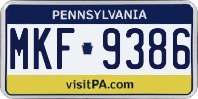 PA license plate MKF9386