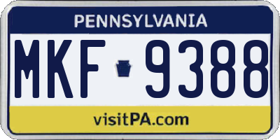 PA license plate MKF9388