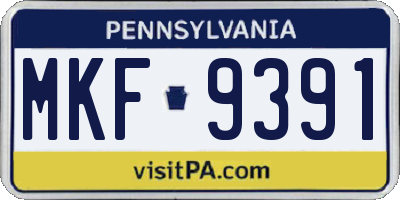 PA license plate MKF9391