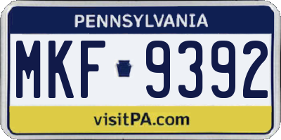 PA license plate MKF9392