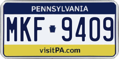 PA license plate MKF9409