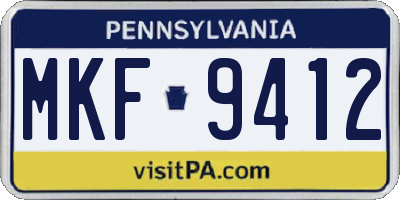 PA license plate MKF9412