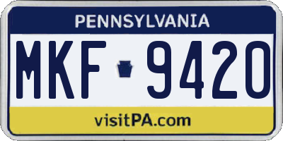 PA license plate MKF9420