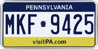 PA license plate MKF9425