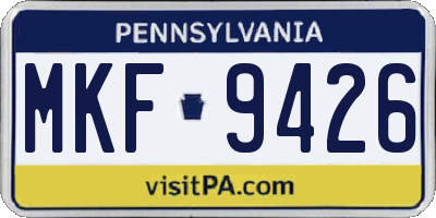 PA license plate MKF9426