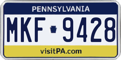 PA license plate MKF9428