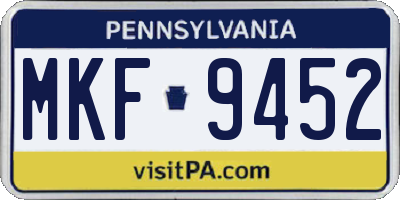 PA license plate MKF9452