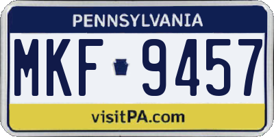 PA license plate MKF9457