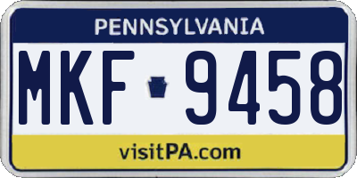 PA license plate MKF9458