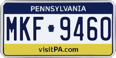 PA license plate MKF9460
