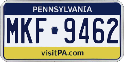 PA license plate MKF9462