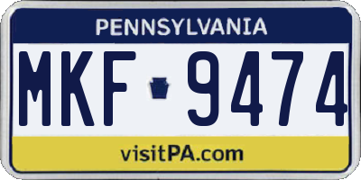 PA license plate MKF9474