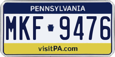 PA license plate MKF9476
