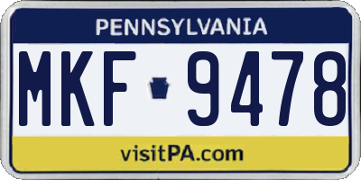 PA license plate MKF9478