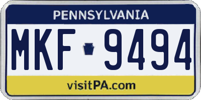 PA license plate MKF9494