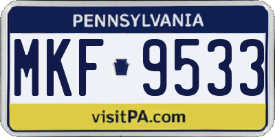 PA license plate MKF9533