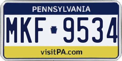 PA license plate MKF9534