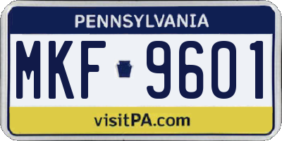 PA license plate MKF9601