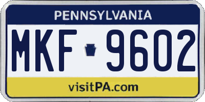 PA license plate MKF9602