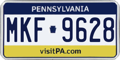 PA license plate MKF9628