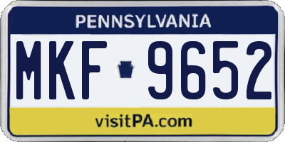 PA license plate MKF9652