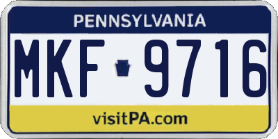 PA license plate MKF9716