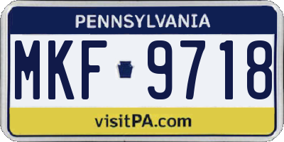 PA license plate MKF9718